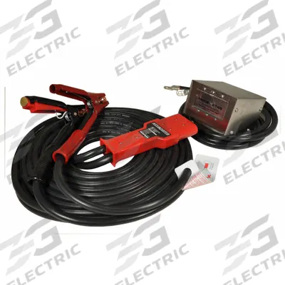 ASSOCIATED EQUIP Booster Cable: Crimped, 1 AWG, Std Jaw, 25 ft Cable Lg, Black - Plug-In Jumper Cables