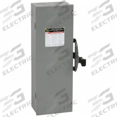 SQUARE D Safety Switch: Non-Fusible, 60 A, Single Phase, 240V AC, Galvanized Steel, Indoor (MPN DTU222). Key specifications — attr867131: SQUARE D.