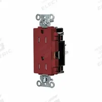 HUBBELL Receptacle: Decorator Duplex, 5-15, Red, 125V AC, 15 A, 2 Pole / 3 Wire (MPN HBL2152STRTR)