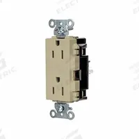 HUBBELL Receptacle: Decorator Duplex, 5-15, Ivory, 125V AC, 15 A, 2 Pole / 3 Wire (MPN HBL2152STI)