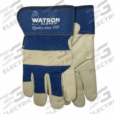 WATSON GLOVES Leather Gloves: M ( 10 ), Cowhide, Premium, Glove, Full Finger, Slip-On Cuff - Work Gloves