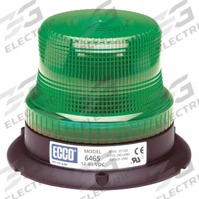 ECCO Beacon Light: Flashing Beacon, Green, 3 7/8 in Overall Ht, LED - Vehicle Flashing Beacons