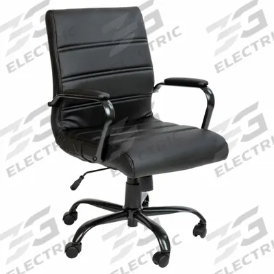 FLASH FURNITURE Office Chair: Whitney, Black, Faux Leather Material, 19 1/2 in Back Ht - Fixed-Arm Office Chairs