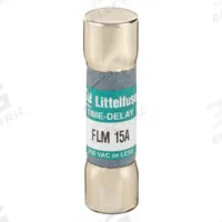 LITTELFUSE Fuse: FLM Series, Midget, Time-Delay, 15 A, 250 V AC, 13/32 in x 1 1/2 in, Non-Indicating (MPN FLM015). Key specifications — Series: FLM; Brand: LITTELFUSE.