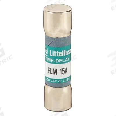 LITTELFUSE Fuse: FLM Series, Midget, Time-Delay, 15 A, 250 V AC, 13/32 in x 1 1/2 in - Time-Delay Cylindrical Fuses