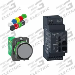 SCHNEIDER ELECTRIC Wireless Push Button Kit: 22 mm Panel Mounting Size, XB5R (MPN XB5RFA02). Key specifications — Manufacturer Part Number: XB5RFA02; Action: Momentary; Components Included: Receiver; Head/Lens Color: White (2); Head Material: Plastic; Legend: None; Operator Illumination: Non-Illuminated; Operator Material: Plastic.