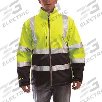 TINGLEY Breathable Rain Jacket: U, 4XL, Green/Yellow, Zipper, 1 Pockets - Class 3 Men's U-Back Rain Jackets & Coats