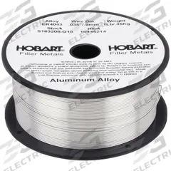 HOBART MIG Welding Wire: Aluminum, ER4043, 0.035 in, 1 lb (MPN 54JK66). Key specifications — Brand: HOBART; Tensile Strength (As Welded): 29 ksi; Yield Strength (As Welded) (Merch): Not Specified.