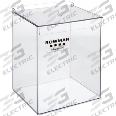 BOWMAN DISPENSERS Face Mask Dispenser: PETG Plastic, Clear, 9 in H x 6 3/4 in W x 6 in D - Bulk Disposable Mask Dispensers