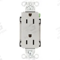 BRYANT Receptacle: Decorator Duplex, 5-15, Gray, 125V AC, 15 A, 2 Pole / 3 Wire (MPN DRS15GRY)