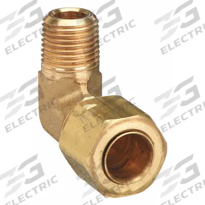 PARKER Compression Fitting Elbow: 3/8 in OD x 1/8 in Pipe Fitting Size, Compression x MNPT - Self-Aligning Brass Compression Fittings
