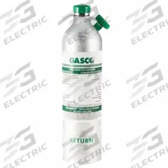 GASCO Calibration Gas: Air/Nitrogen, Refillable, CH4, Calibration Gas, 44 L Cylinder Capacity, C-10 (MPN ME CPP44). Key specifications — For Use With: C-10; Background Gas: Nitrogen; Brand: GASCO; CGA Number: 44ES-132-CP; Gas Mixture: Methane 99.999%; Reusability: Refillable.