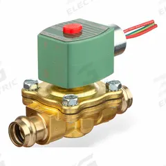 REDHAT Solenoid Valve: 2-Way, Normally Closed, 3/4 in Pipe Size, 12V DC, Watertight, High Flow (MPN K210G009LFXP 12/DC). Key specifications — Pipe Size: 3/4 in; Voltage: 12V DC; Brand: REDHAT; Coil Enclosure: Watertight.