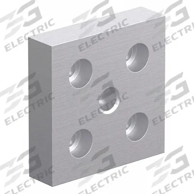 80/20 Base Plate: 10 Series, Aluminum, 2 in x 1/2 in x 2 in, Drop-In, Quad - Base Plates for Threaded-Stem Feet & Casters