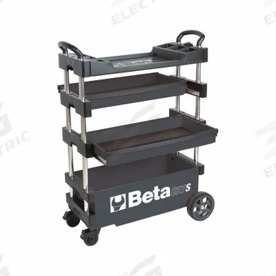 BETA Tool Utility Cart: Gray / Gray Drawer, 39 in Wd, 15 3/8 in Dp, 27 1/2 in Ht - Light-Duty Tool Utility Carts with Drawers