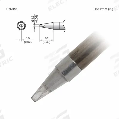 HAKKO Soldering Tip: T39 Series, Chisel, 1.6 mm W - T39 Series Soldering Tips