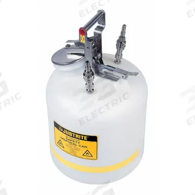 JUSTRITE Waste Can: 5 gal Can Capacity, Stainless Steel Fitting Material - HPLC Waste Cans