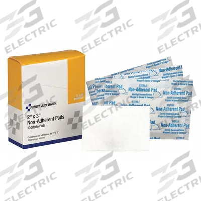 FIRST AID ONLY Non-Adherent Pad: 3 in Dressing Lg, 2 in Dressing Wd, Cotton, Sterile - Non-Adherent Pads