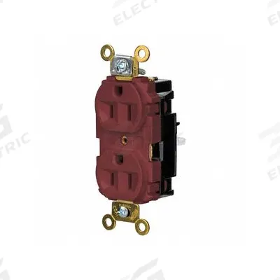 HUBBELL Receptacle: Duplex, 5-15, Red, 125V AC, 15 A, 2 Pole / 3 Wire (MPN HBL5262STR) - General Purpose Receptacles
