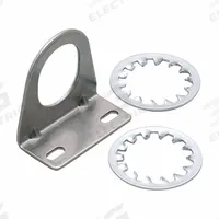 IFM Angle Bracket: 30 mm Compatible Sensor Dia, Cylindrical Proximity Sensors (MPN E10737). Key specifications — Includes: (2) Lock Washers; Product Type: Angle Bracket; Material: Stainless Steel; Compatible Product Type: Cylindrical Proximity Sensors; Manufacturer Part Number: E10737; Brand: IFM; Bracket Hole Size: No Hole.