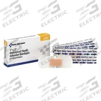 FIRST AID ONLY Adhesive Bandage: Strip Bandages, 1 in Wd, 3 in Lg, Not Metal Detectable, Plastic (MPN 90995). Key specifications — Product Type: Strip Bandages; Unitized: Unitized; Water Resistance: Waterproof; Brand: FIRST AID ONLY; Latex Content: Latex Free; Metal Detectable: Not Metal Detectable; Package Type: Box; Manufacturer Part Number: 90995.