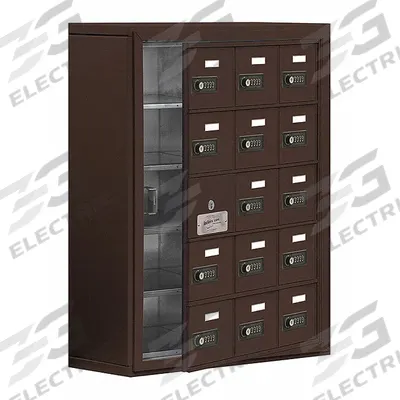 SALSBURY INDUSTRIES Cell Phone Locker: 24 in x 9 1/4 in x 31 in, 5 Tiers, 3 Units Wide - Surface-Mount Metal Cell-Phone Lockers