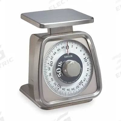 TAYLOR Dial Scale: 5 1/4 in Weighing Surface Dp, 6 in Weighing Surface Wd, 7 1/4 in Overall Ht - Food Scales
