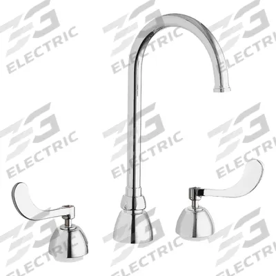 CHICAGO FAUCETS Gooseneck Kitchen/Bathroom Faucet: 786, Cast Brass, Widespread, Deck - Widespread Kitchen Faucets