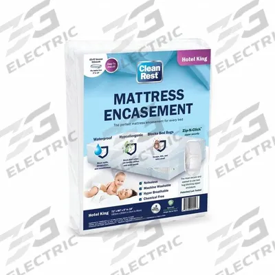 CLEANREST Mattress/Box Spring Protector: Hotel King, 80 in Overall Lg, 72 in Overall Wd - Mattress Encasements