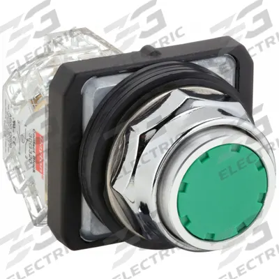 Dayton Flush Push Button Operator: Non-Illuminated, Flush Profile, Metallic, 30 mm - Flush-Mount Push Buttons