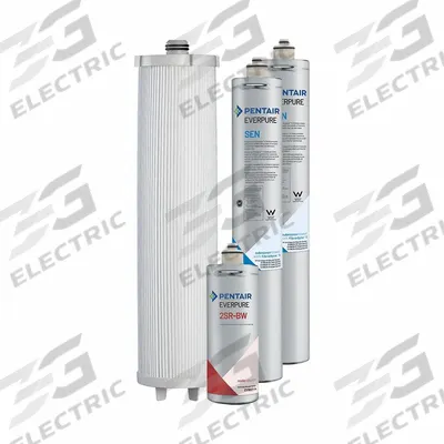 EVERPURE Water Filter Cartridge Kit: 0.5 micron, 7.5 gpm, 20 5/16 in Overall Ht - Quick Connect & Cartridge Kits for Multi-Purpose Water Filter Systems