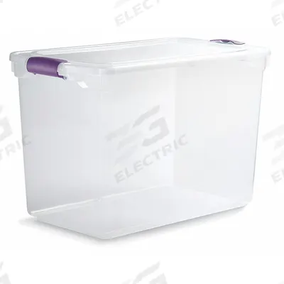 HOMZ Storage Tote: 28 gal, 28 3/4 in x 16 in x 18 1/4 in, Clear Body, Clear Lid - Clearview Totes with Latch-On Lids