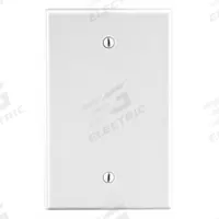 HUBBELL Wall Plate: Blank, 1 Gang, White, Std Size (MPN P13W). Key specifications — Brand: HUBBELL; Material: Polycarbonate.