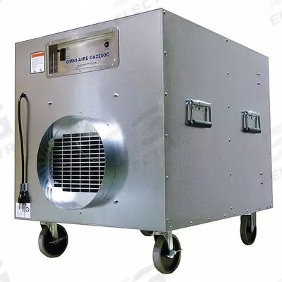 OMNITEC Air Scrubber: Steel, Particulate Filtration, 3,938 sq ft Max Coverage Area - Heavy-Duty Steel Negative Air Machines
