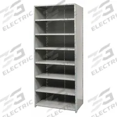 HALLOWELL Metal Shelving: Standalone, Heavy-Duty, 48 in x 12 in, 84 in Overall Ht, 8 Shelves (MPN F7723-12HG). Key specifications — Assembled: Unassembled; Shelving Material: Steel; Frame Material: Steel; Color: Gray; Brand: HALLOWELL.