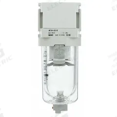 SMC Air Filter: Coalescing, 1/4 in Rc, 5 micron, 145 psi Max Op Pressure, Plastic Bowl, Manual Drain (MPN AF30-02-D). Key specifications — attr110055: AF-D; attr110008: SMC.