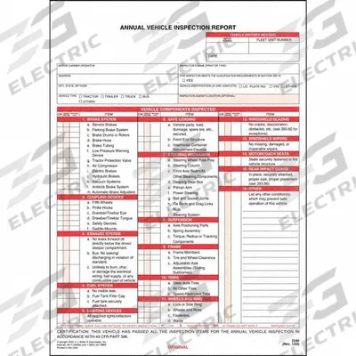 JJ KELLER Vehicle Inspection Report: Carbon, Annual Vehicle Inspection Report, 2-Ply - All-Type Vehicle Inspection Forms