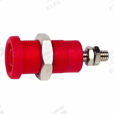 POMONA Panel Mount Banana Jack: CAT III 1000V, 1 3/8 in Lg - Shorting Bar Pin Tip Plugs