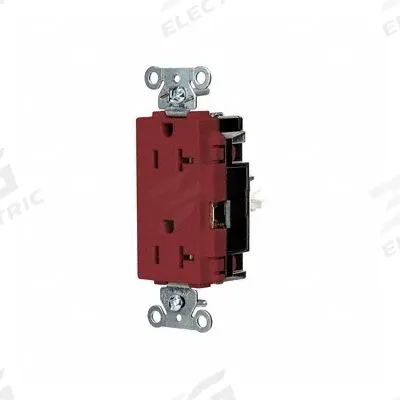 HUBBELL Receptacle: Decorator Duplex, 5-20, Red, 125V AC, 20 A, 2 Pole / 3 Wire (MPN HBL2162STR) - General Purpose Receptacles