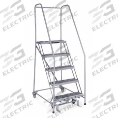 COTTERMAN Rolling Ladder: 3.3 ft Platform Ht, Assembled, Steel, Manual Lock, Serrated, 30 in x 31 in (MPN 1004R2630A3E10B4C1P6). Key specifications — Includes Handrails: Handrails Included; Material: Steel; Brand: COTTERMAN; Color: Gray.