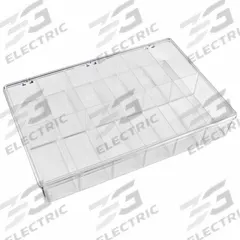 FLAMBEAU Compartment Box: 12 3/4 in x 8 1/2 in x 2 1/8 in, Clear, 12 Compartments, 0 Adj Dividers (MPN 6676KC). Key specifications — ESD Conductive: Not Electrostatic Discharge Conductive; Color: Clear; Compartment WxD: 8-1/2 in x 2-1/8 in; Brand: FLAMBEAU; Material: Plastic.