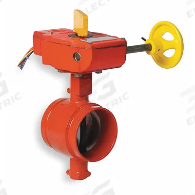GRUVLOK Butterfly Valve: 8 in Pipe Size, Clamp, 300 psi Max. Pressure (CWP), For Water Media - Ductile Iron Fire-Protection Butterfly Valves