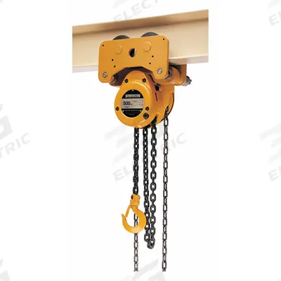 HARRINGTON Manual Chain Hoist: Push Trolley, 500 lb Lifting Capacity - Push Trolley Chain Hoists