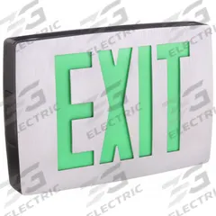 Exit Sign: Emergency Battery Backup, LED, Black, Green, 2 Faces, Ceiling, Nickel Cadmium (MPN LQC 2 G EL N). Key specifications — Voltage: 120/277 V AC; Directional Indicators: Universal Field Selectable Chevrons; Text Color: Green; Brand: LITHONIA LIGHTING; Emergency Battery Backup: Yes; Housing Color: Black; Lighting Technology: LED; Self Diagnostics: No.