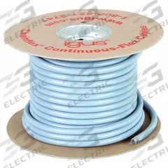 CHAINFLEX Control Cable: 16 AWG Conductor Size, 3 Conductors, PVC, 100 ft, Gray (MPN CF140US-15-03-100). Key specifications — Conductor Size: 16 AWG; Minimum Bend Radius Factor - Fixed: 7.5 x OD; Minimum Bend Radius Factor - Flexible: 8 x OD; Shielding: Shielded; Brand: CHAINFLEX.