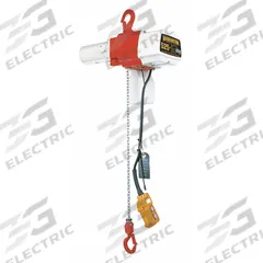 HARRINGTON Electric Chain Hoist: H3 - Std Duty, 120V AC, Hook Mounted - No Trolley, 2 Speeds (MPN ED525DS-10). Key specifications — Brand: HARRINGTON; Includes: Safety Latch Hook; Operating Voltage: 120V AC; Headroom Clearance: 28 in - 30 in.