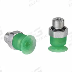 SCHMALZ Vacuum Pad Assembly: Flat, G1/8 in Vacuum Port, 16 mm Pad Dia, Food Grade Silicone Rubber (MPN 10.01.01.14250). Key specifications — attr1019136: 10.01.01.14250; attr1019138: SCHMALZ; attr1019139: 55 A.