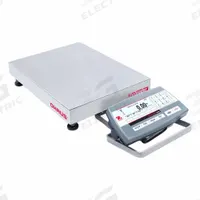 OHAUS Industrial Bench Scale: 12 in x 14 in, Not IP Rated, Front-Mounted, Stainless Steel (MPN D52P12RTR5). Key specifications — attr1341383: RS-485; attr1341384: 0.001 lb/0.5 g; attr1341400: OHAUS; attr1383935: Stainless Steel.