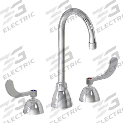 CHICAGO FAUCETS Gooseneck Kitchen/Bathroom Faucet: 786, Cast Brass, Widespread, Deck - Widespread Kitchen Faucets