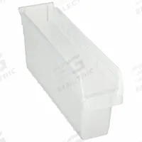 QUANTUM STORAGE SYSTEMS Shelf Bin: 17 7/8 in Overall Lg, 4 3/8 in x 8 in, Clear, Nesting Capable (MPN QSB803CL). Key specifications — attr1179622: QUANTUM STORAGE SYSTEMS; attr1179611: 0%; attr1179616: QSB803CL; attr1179624: Dividers Not Included; attr1249172: Not Electrostatic Discharge Conductive.